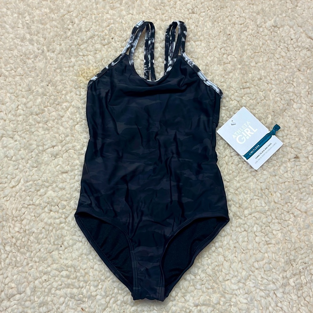 Athleta Girl NWT camo tie dye one piece swimsuit, small or 7